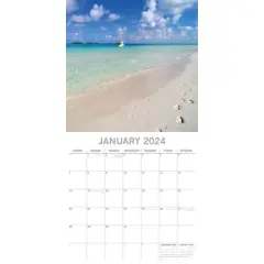 The Gifted Stationery 2024 Square Wall Calendar, Beaches, 16-Month Natural World Theme with 180 Reminder Stickers (12x12 In)