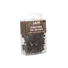 JAM Paper Colored Pushpins Chocolate Brown Push Pins 2 Packs of 100 222419049A