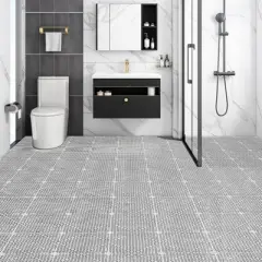 VEVOR Interlocking Tile 55PCS Grey, Drainage Tiles 12" x 12"x 0.6 Splicing, Soft PVC Interlocking Floor Tiles, Non-Slip Drainage Holes