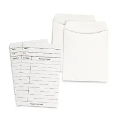 Hygloss Library Cards & Non-Adhesive Pockets Combo, White, 30 Each/60 Pieces Per Pack, 3 Packs