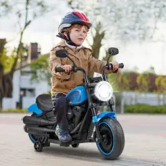 Costway 6V Kids Electric Motorcycle with Training Wheels LED Headlights Music Board Blue/Pink/Red