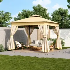 Outdoor Gazebo Tent with Double Roofs, Patio Gazebo with Mosquito Netting, Patio Canopy for Backyard, Garden, Lawn and Deck