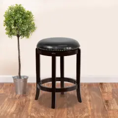Flash Furniture 24'' High Backless Wood Counter Height Stool with LeatherSoft Swivel Seat