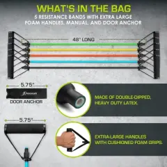ProsourceFit Tube Resistance Bands Set with Attached Handles