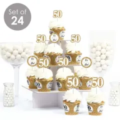 Big Dot of Happiness We Still Do - 50th Wedding Anniversary - Cupcake Decoration - Anniversary Party Cupcake Wrappers and Treat Picks Kit - Set of 24