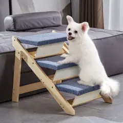 VEVOR Wooden Pet Steps, Convertible 2-in-1 Dog Staircase & Ramp for Access to Beds, Sofas, and Vehicles,Three-Step Design Supports Pets up to 150 lbs