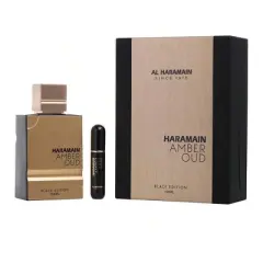 Al Haramain Guaiac Wood, Cedar, Resin Unisex Eau De Parfum Spray 5 Oz (Black Edition) + Refillable Travel Spray (Empty) 2018  5 Oz Fragrance