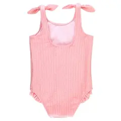 RuffleButts Girls Seersucker Tie Shoulder One Piece