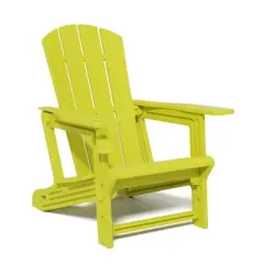 DSVIMOY Patio Adirondack Chair with Cup Holder, Outdoor Comfortable Seat for Backyard, Yellow, 31.4"*29.6"*36.4"