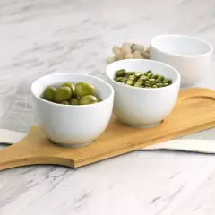 Gibson Elite Gracious Dining 4 Piece Fine Ceramic Tidbit Bowl Set with Base in White