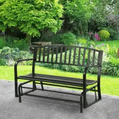 BestMassage Garden Bench Patio Glider Bench with Smooth Metal Frame, Black