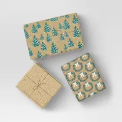30" 3pk 180 sq ft Christmas Wrap Pack Wreath/Merry/Trees - Wondershop&trade;