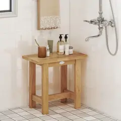 Tangkula 20" Teak Shower Bench Waterproof Shower Stool for Shaving Legs Indoor & Outdoor