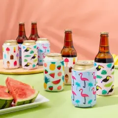 Juvale 12 Pack Tropical Neoprene Can Cooler Sleeves for Bottles, Soda Covers for Party (4 Designs, 12 oz)