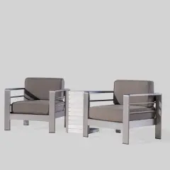 Cape Coral 3pc Aluminum Chat Set Khaki - Christopher Knight Home