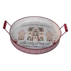 Transpac Metal Gingerbread Tray for Christmas Serving and Decoration Multicolor Design Hand Wash Only Unique Holiday Gift
