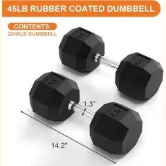 PVC Hex Dumbbell Weight Set, Exercise & Fitness Dumbbells for Muscle Toning, Strength Building & Full Body Workout, 45LBS Pairs