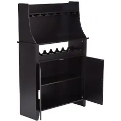 Kings Brand Furniture Shelton 9 Bottle Capacity Wine Rack Buffet & Storage Cabinet, Black