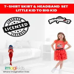 Miraculous Ladybug Rena Rouge Girls T-Shirt Skirt and Headband 3 Piece Outfit Set Little Kid to Big Kid 