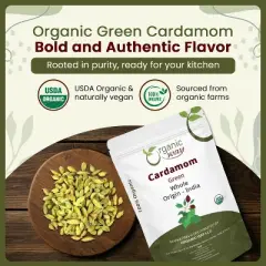 Organic Way Green Cardamom Whole Pods 4 Oz