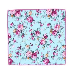 CTM Men's Floral Sky Pocket Square, Sky Blue
