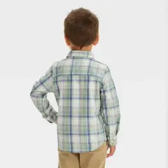 OshKosh B'gosh Toddler Boys' Plaid Woven Long Sleeve Shirt - Green