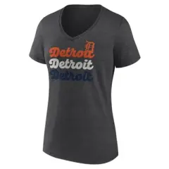 MLB Detroit Tigers Women's Gray Short Sleeve V-Neck T-Shirt