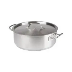 Winco SSLB-15, 15-Quart Stainless Steel Brazier Pan With Cover