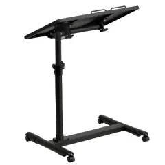 Black Adjustable Height Steel Mobile Computer Desk - Flash Furniture