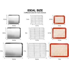 Itopfox Stainless Steel Baking Sheet Set with Cooling Racks & Silicone Mats, 9-Piece Oven Cookie Pan Kit for Easy Cleaning & Versatile Baking Needs