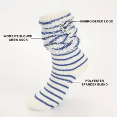 Peanuts Embroidered Peanuts Women's Slouch Crew Socks