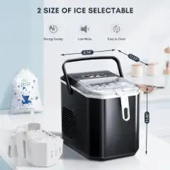 ZAFRO Ice Maker Countertop with Handle, Self-Cleaning Ice Machine, 35Lbs per Day, Chewable&Soft Ice Cubes, with Ice Basket/Ice Scoop