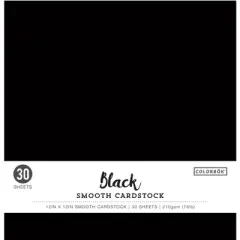 Colorbok 78lb Smooth Cardstock 12"X12" 30/Pkg-Black