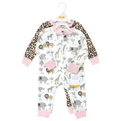 Hudson Baby Infant Girl Cotton Sleep and Play, Safari Leopard