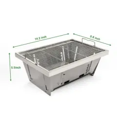 FURNIinspire Outdoor Grills, Griddles and Smokers Stainless Steel BBQ, Elegant Foldable Charcoal Grill for Outdoor Dining, Black, 11.8"*2"*16.14"