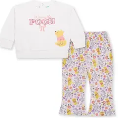Baby Girls' 2pc Disney Winnie The Pooh Floral Bow Pullover & Bottom Set - Cream
