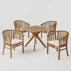 Alondra 5pc Acacia Wood Square Dining Set - Teak - Christopher Knight Home