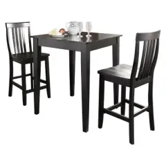 3pc Pub Dining Set with Tapered Leg and School House Stools Black Finish - Crosley
