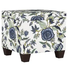 Fairland Square Storage Ottoman Shaded Floral Blue - Skyline Furniture