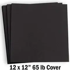 Hamilco Card Stock Scrapbook Paper 12x12 Black Colored 65lb Cardstock &ndash; 25 Pack