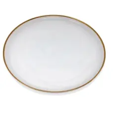 Classic Touch Set of 4 White Alabaster Chargers with Gold Rim