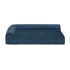 FurHaven Plush & Almond Print Memory Top Deluxe L-Chaise Pet Bed for Dogs & Cats