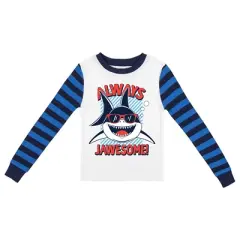 "Always Jawesome" Blue-and-Black-Striped Long-Sleeve Pajama Set