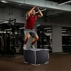VEVOR 3 in 1 Plyometric Jump Box, 30/24/20 Inch Wooden Plyo Box, Platform & Jumping Agility Box, Anti-Slip Fitness Exercise Step Up Box