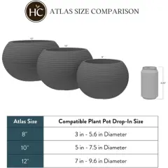 The HC Companies 10 Inch Atlas Sphere Planter with Drainage Hole, Indoor or Outdoor Use, Decorative Round Plastic Plant Pot for Herbs or Flowers, Red