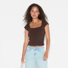 Women's Slim Fit Short Sleeve Square Neck T-Shirt - Wild Fable&trade;