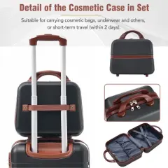 Hardshell Luggage Sets 3 Pieces,20"+24" Luggages And Cosmetic Case With Lightweight Spinner Suitcase Wheels And Tsa Lock-Cuddlewood