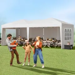 VEVOR Pop Up Canopy, 10 x 20 ft, Instant Pop Up Gazebo Tent, Portable Easy Up Canopy with 3 Sidewalls & 2 Ventilated Windows