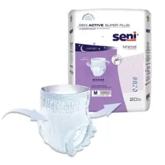 Seni Active Super Plus Disposable Underwear Pull On with Tear Away Seams Medium, S-ME20-AP1, Heavy