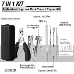 7Pcs Toenail Clippers for Seniors Thick Toenails, Heavy Duty Toe Nail Clippers Adult Thick Nails